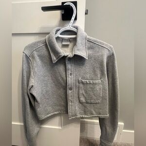 TNA Cozy Fleece Crop Button Up, size small, gray, excellent condition